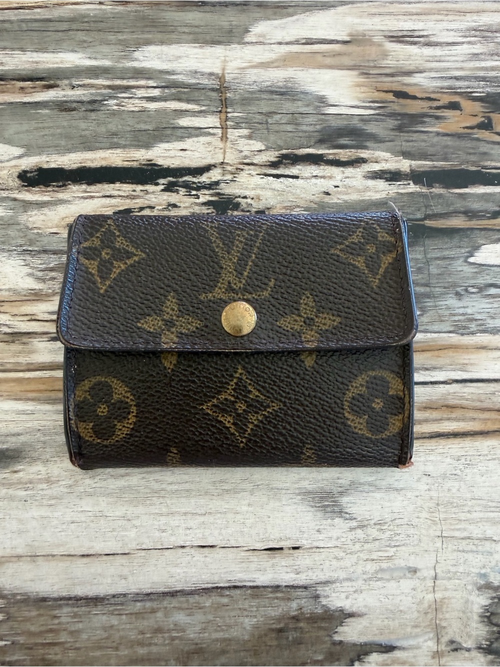 Vintage Authentic Louis Vuitton Monogram Canvas French Purse/Wallet in Brown